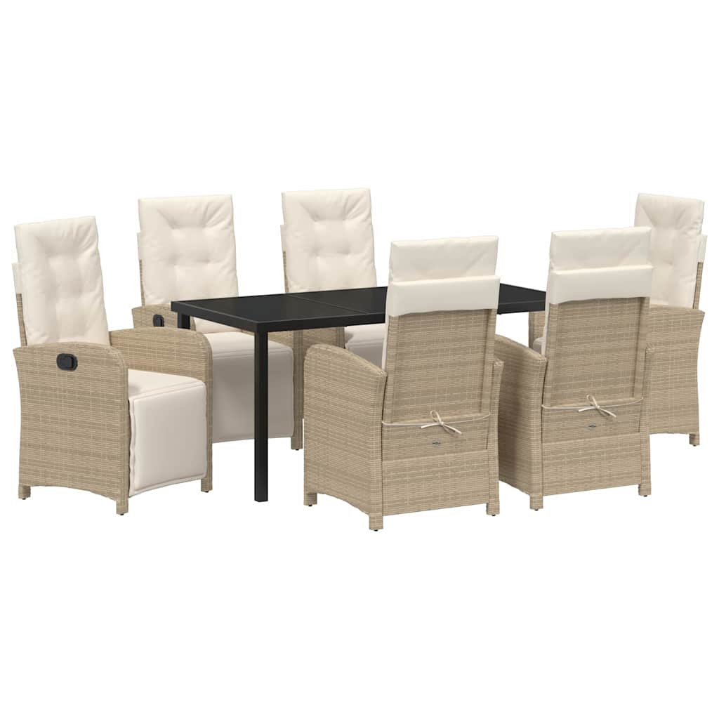 Garten Essgruppe mit Kissen 7 pcs Beige Poly-Rattan
