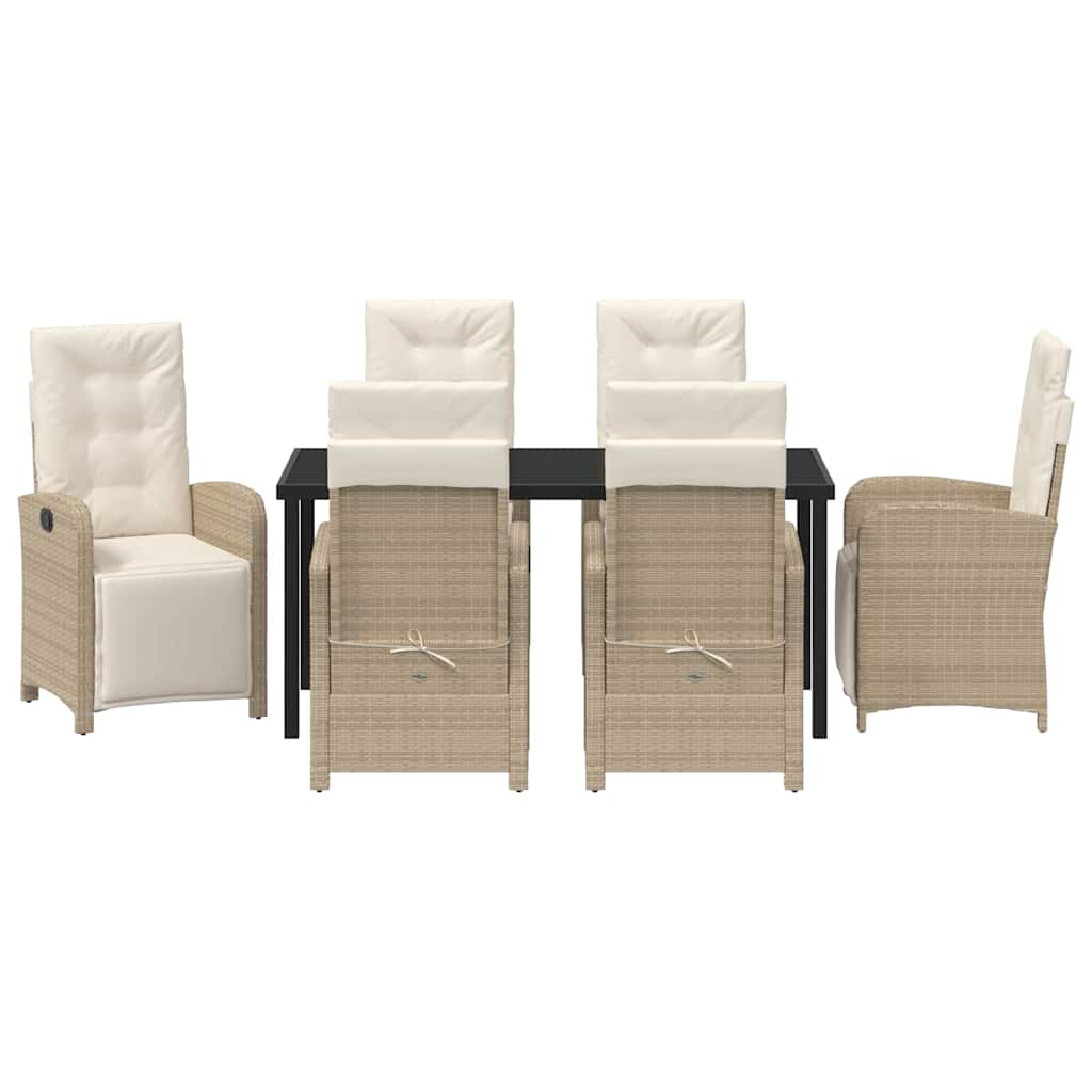 Garten Essgruppe mit Kissen 7 pcs Beige Poly-Rattan
