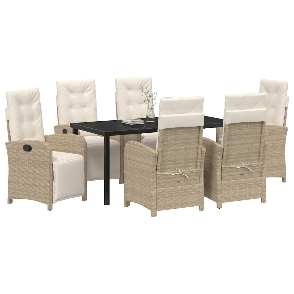 Garten Essgruppe mit Kissen 7 pcs Beige Poly-Rattan