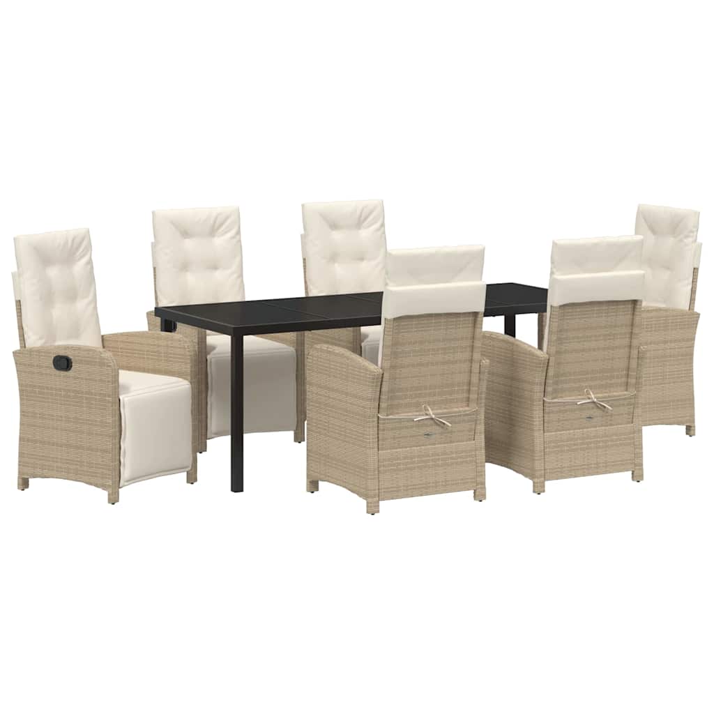 Garten Essgruppe mit Kissen 7 pcs Beige Poly-Rattan