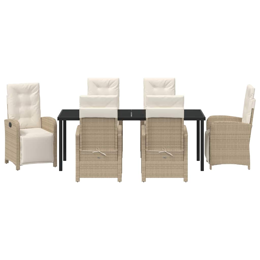 Garten Essgruppe mit Kissen 7 pcs Beige Poly-Rattan