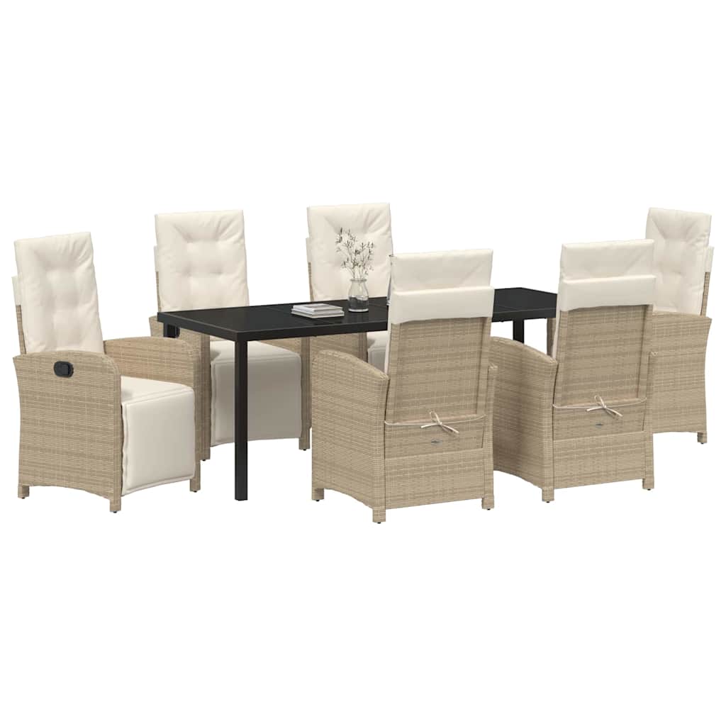 Garten Essgruppe mit Kissen 7 pcs Beige Poly-Rattan