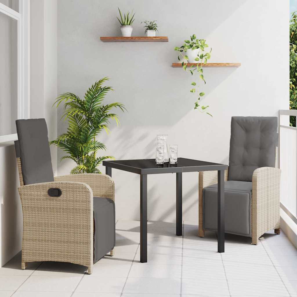 Garten Essgruppe mit Kissen 3 pcs Beige Poly-Rattan