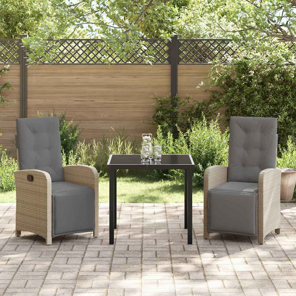 Garten Essgruppe mit Kissen 3 pcs Beige Poly-Rattan