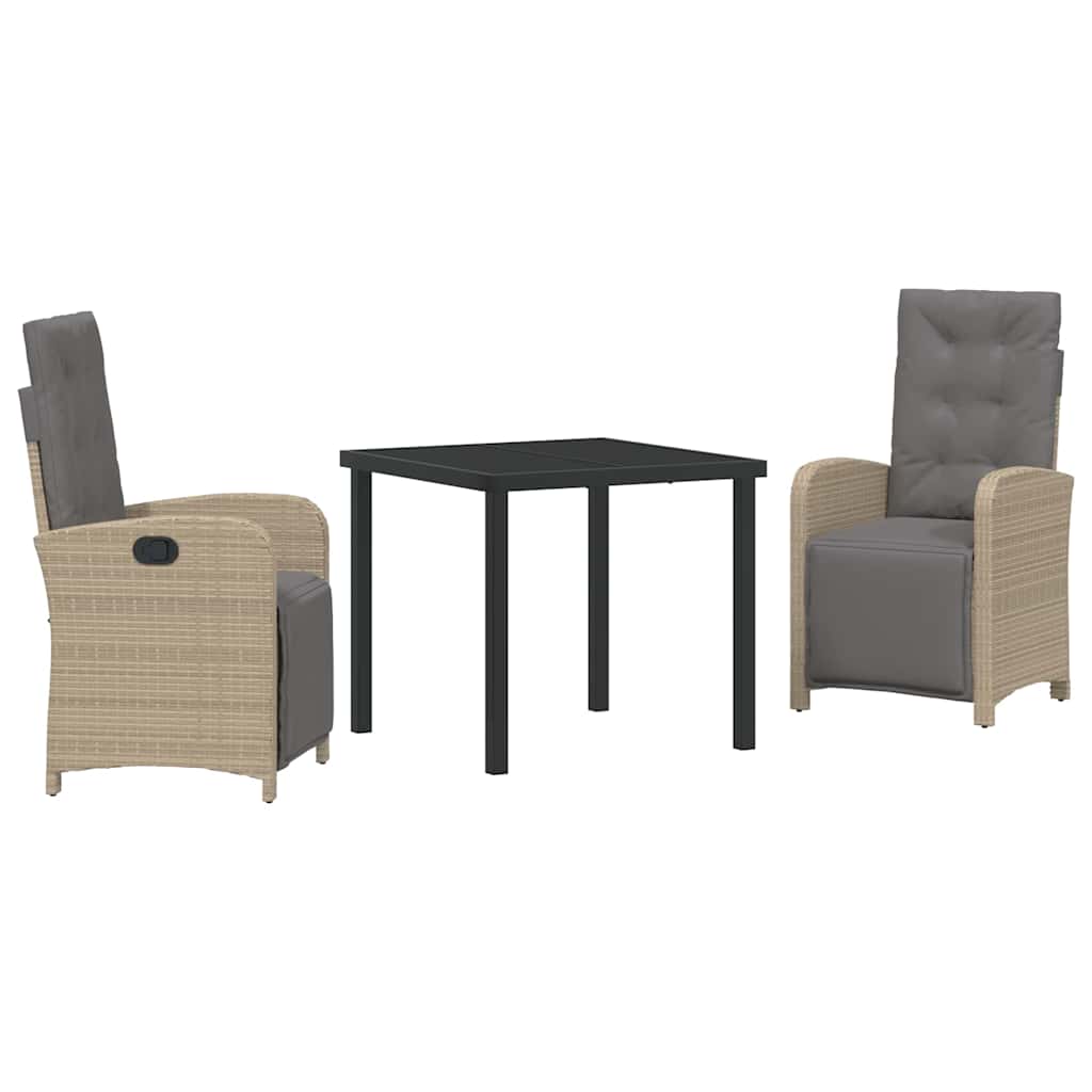 Garten Essgruppe mit Kissen 3 pcs Beige Poly-Rattan