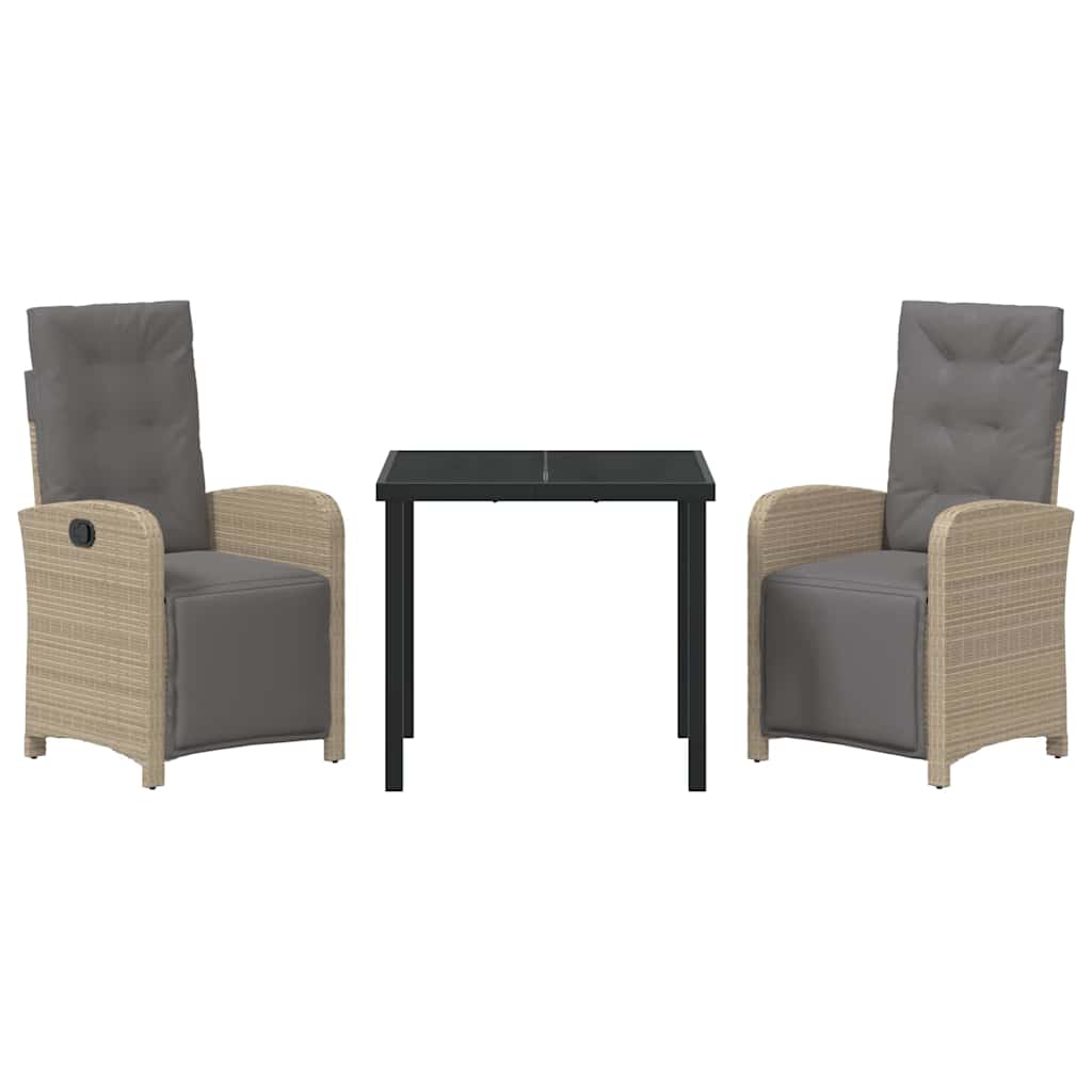 Garten Essgruppe mit Kissen 3 pcs Beige Poly-Rattan