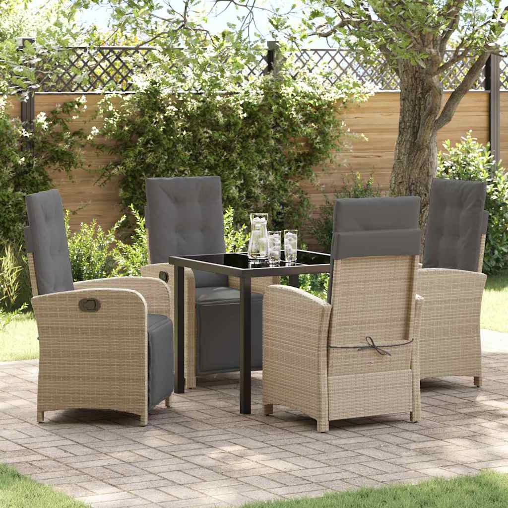 Garten Essgruppe mit Kissen 5 pcs Beige Poly-Rattan
