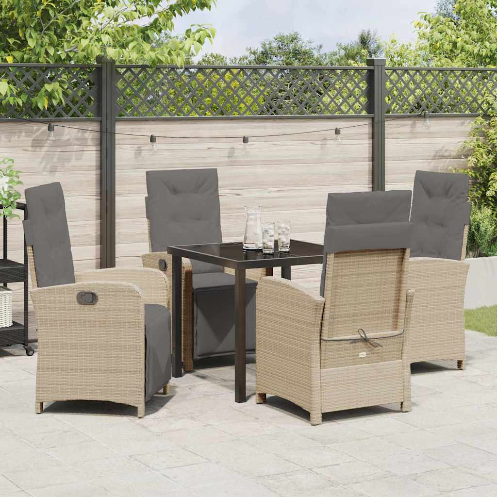 Garten Essgruppe mit Kissen 5 pcs Beige Poly-Rattan