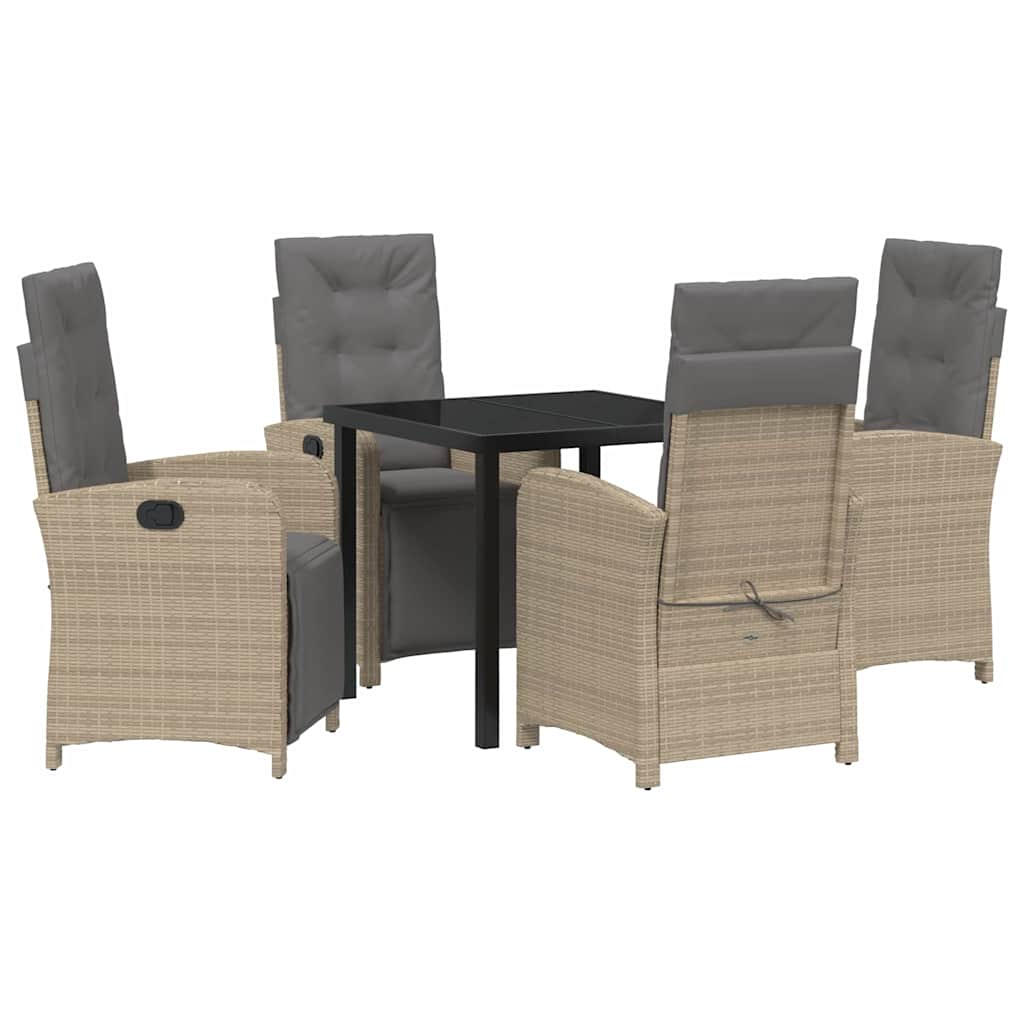Garten Essgruppe mit Kissen 5 pcs Beige Poly-Rattan