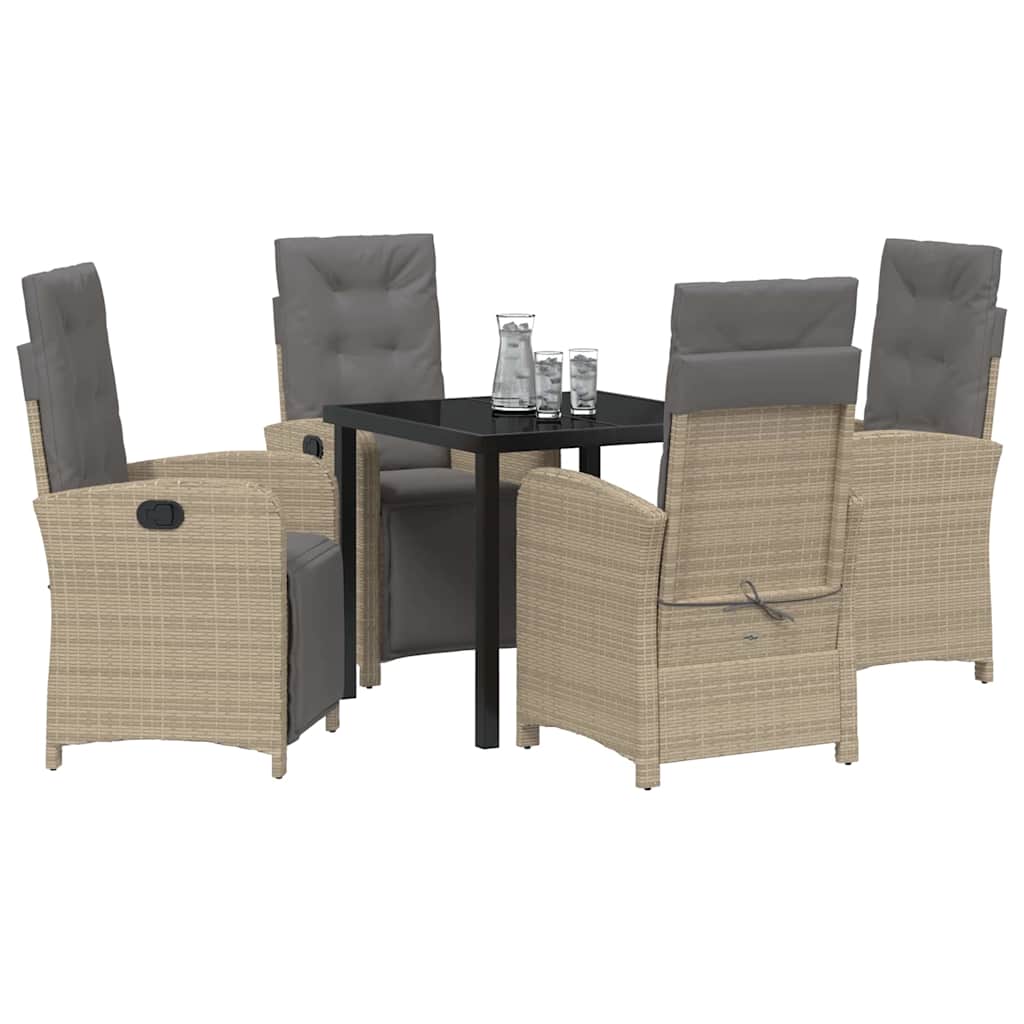 Garten Essgruppe mit Kissen 5 pcs Beige Poly-Rattan
