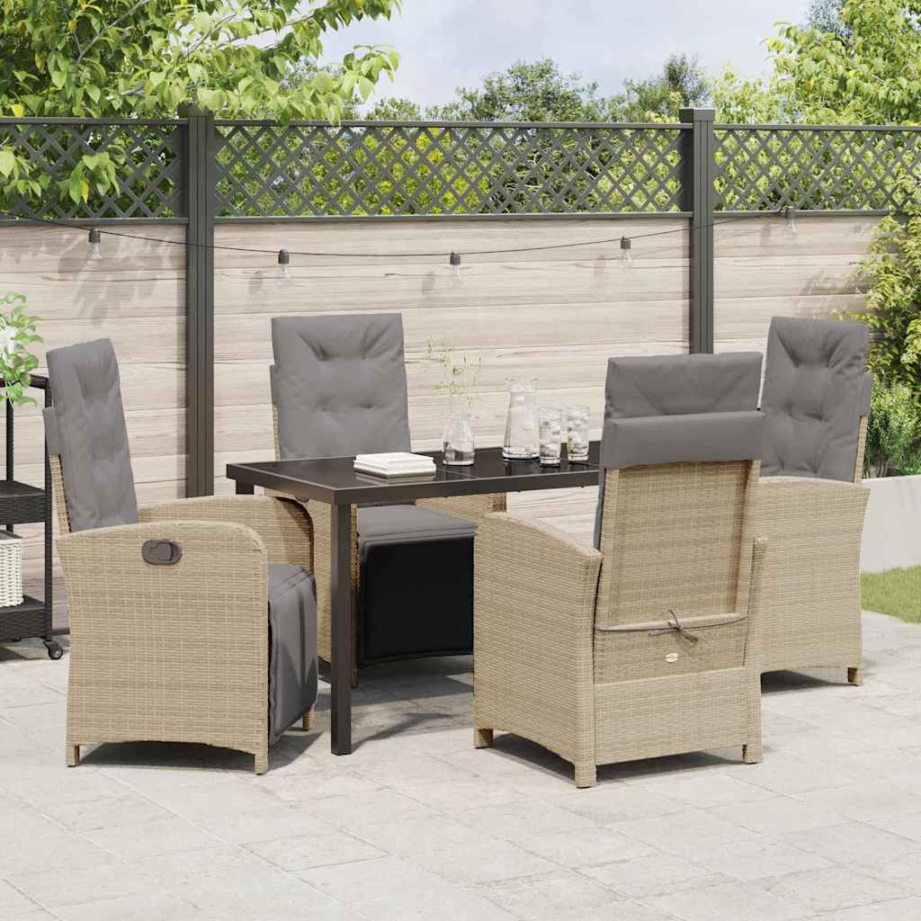 Garten Essgruppe mit Kissen 5 pcs Beige Poly-Rattan