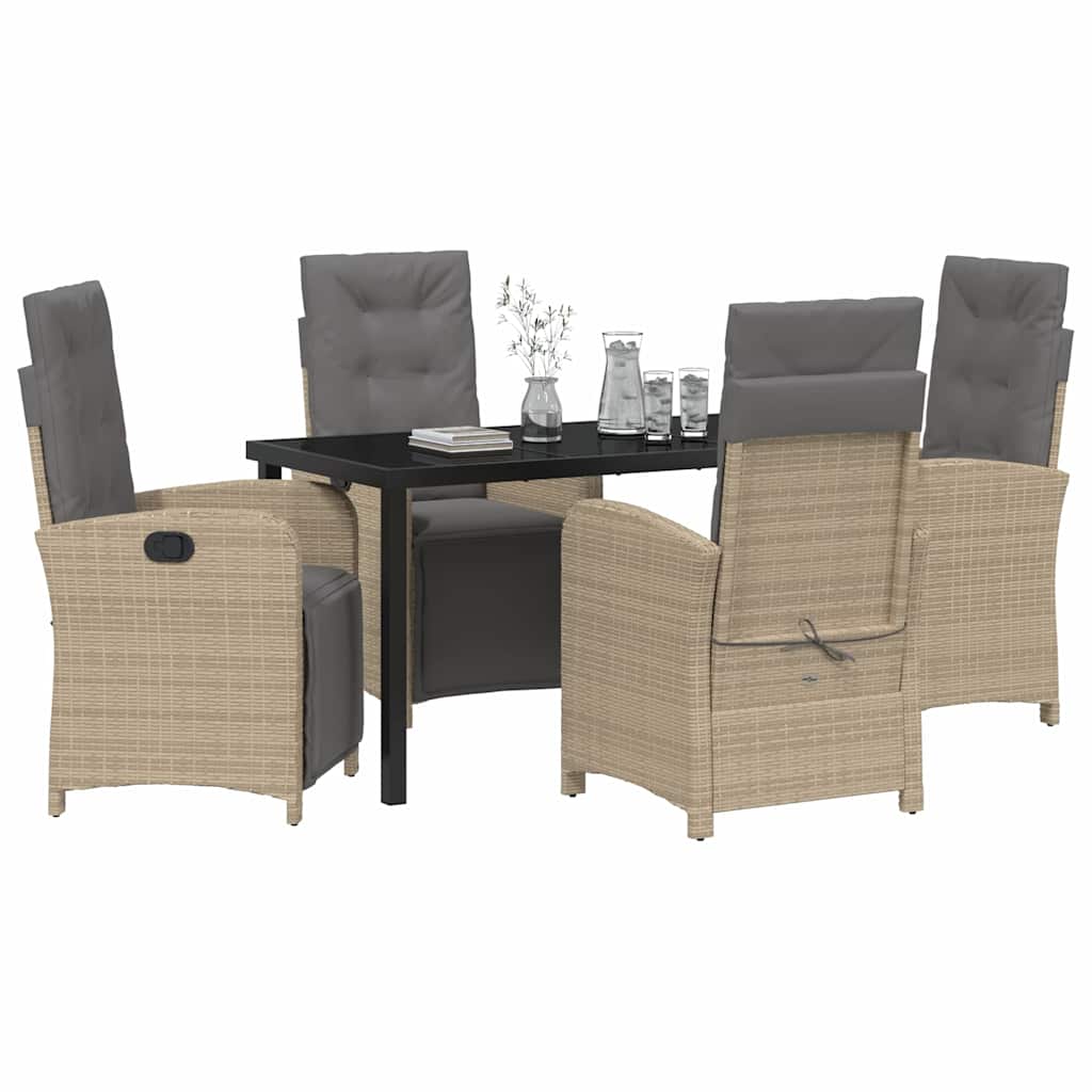 Garten Essgruppe mit Kissen 5 pcs Beige Poly-Rattan
