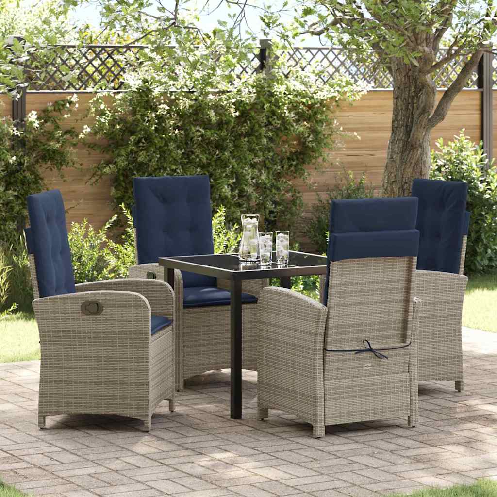 Garten Essgruppe mit Kissen 5 pcs Grau Poly-Rattan