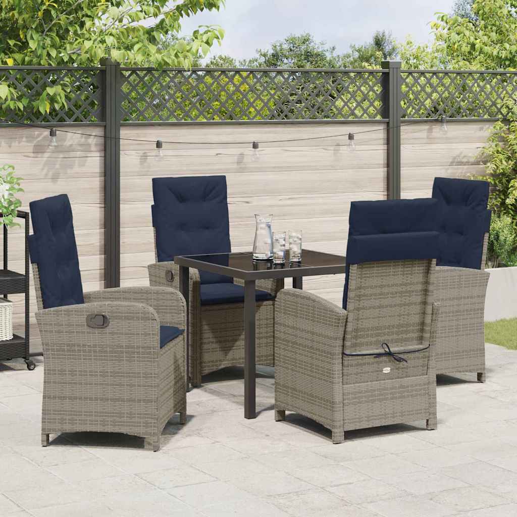 Garten Essgruppe mit Kissen 5 pcs Grau Poly-Rattan