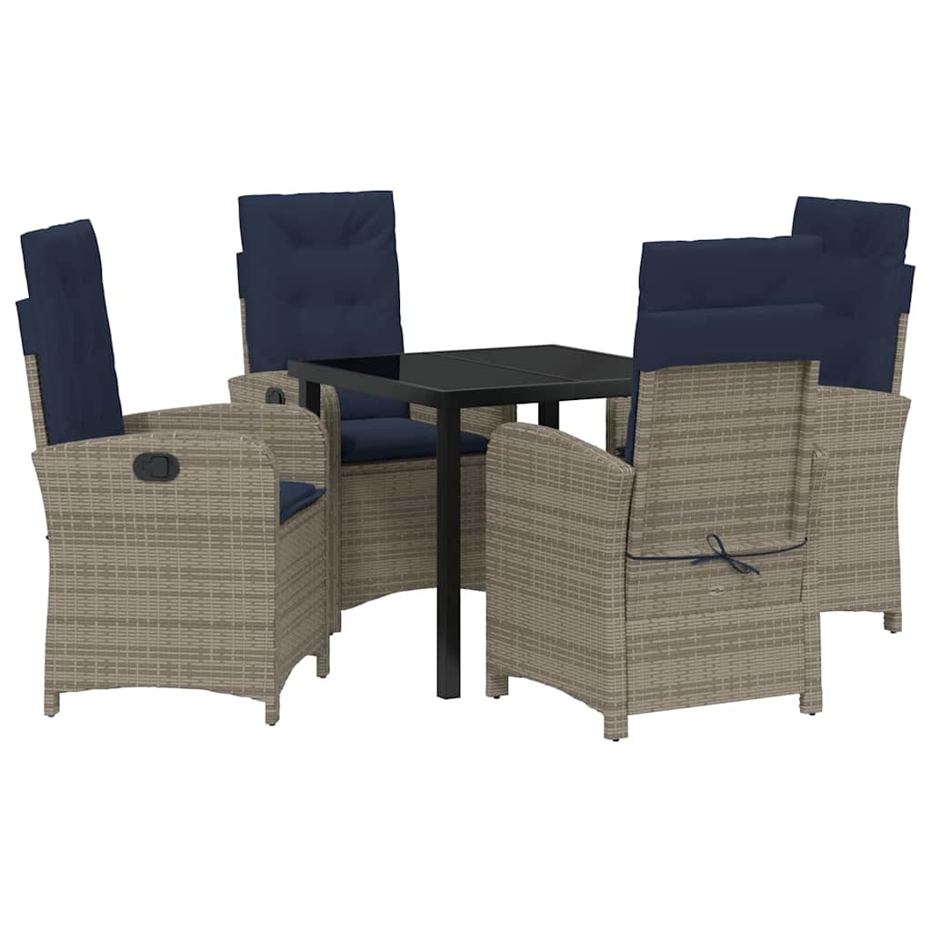 Garten Essgruppe mit Kissen 5 pcs Grau Poly-Rattan