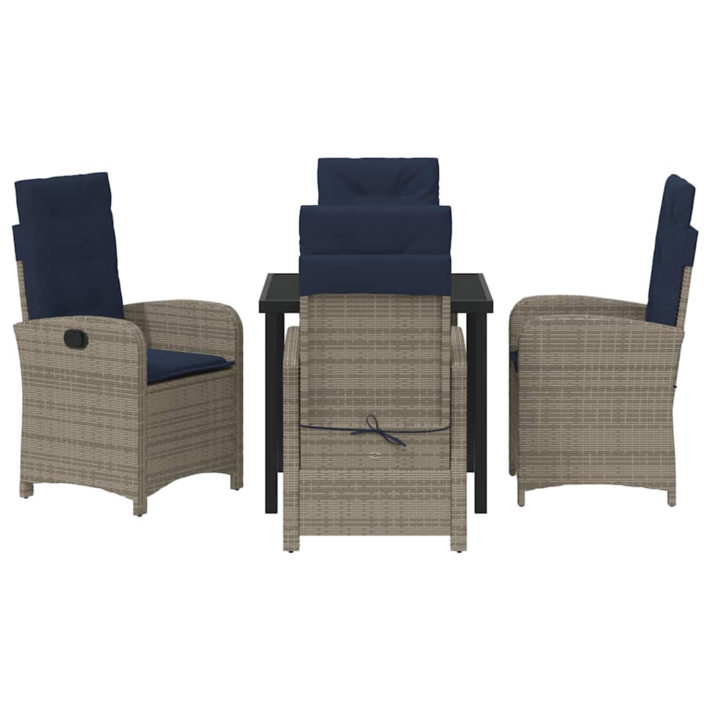 Garten Essgruppe mit Kissen 5 pcs Grau Poly-Rattan