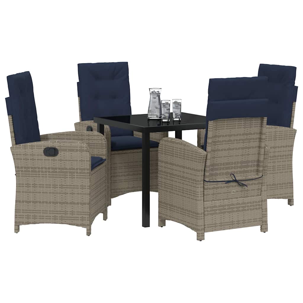 Garten Essgruppe mit Kissen 5 pcs Grau Poly-Rattan