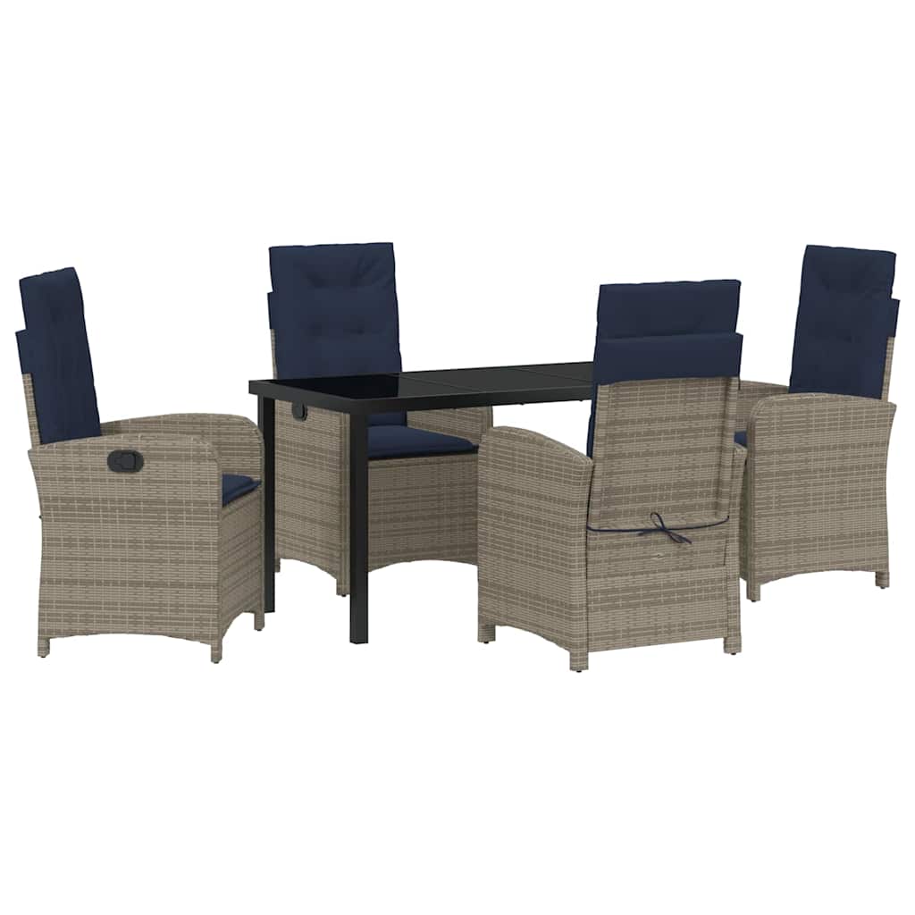 Garten Essgruppe mit Kissen 5 pcs Grau Poly-Rattan