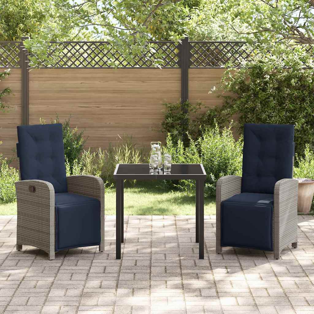 Garten Essgruppe mit Kissen 3 pcs Grau Poly-Rattan