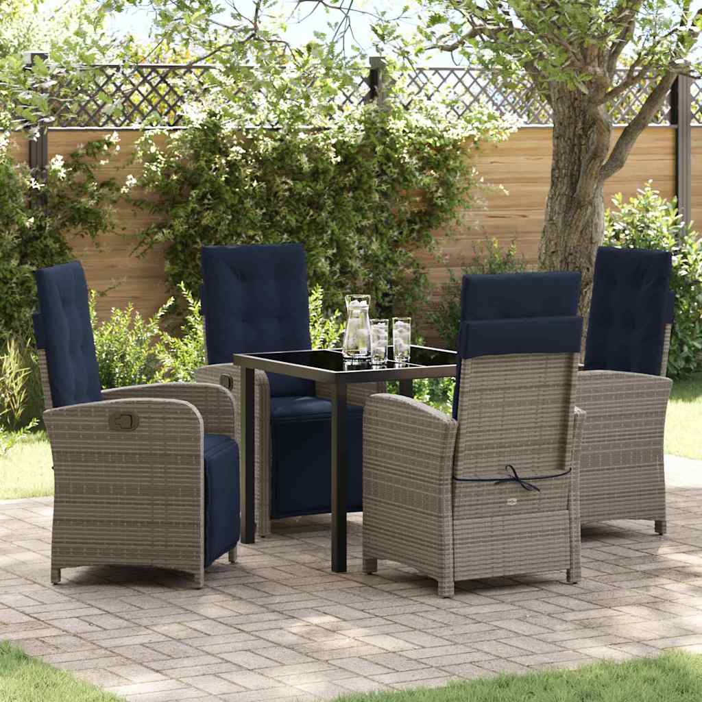 Garten Essgruppe mit Kissen 5 pcs Grau Poly-Rattan