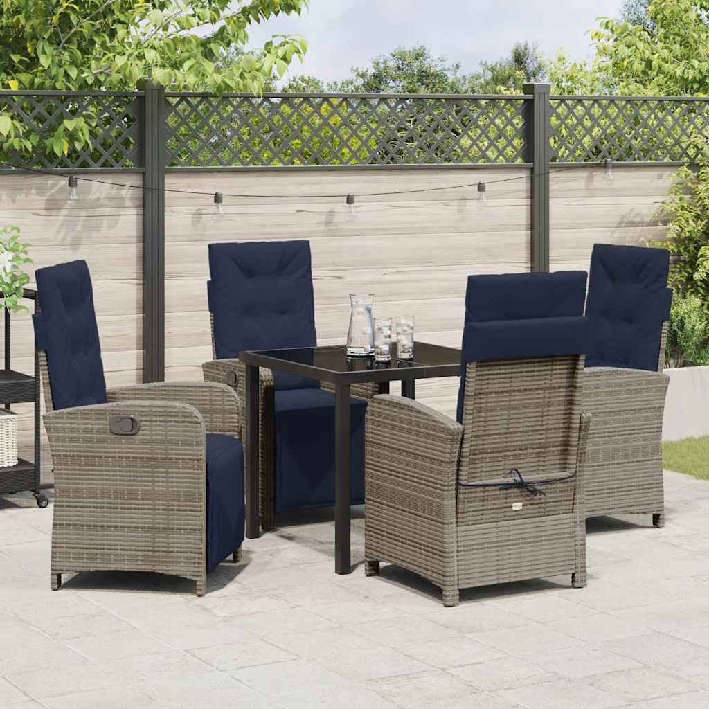 Garten Essgruppe mit Kissen 5 pcs Grau Poly-Rattan