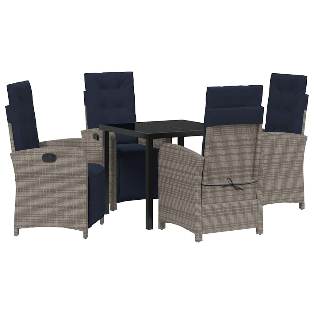Garten Essgruppe mit Kissen 5 pcs Grau Poly-Rattan