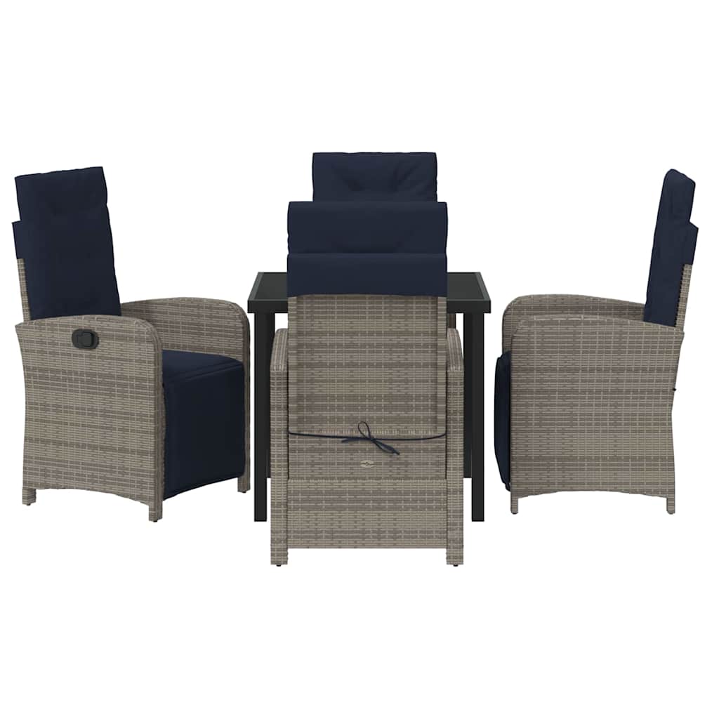 Garten Essgruppe mit Kissen 5 pcs Grau Poly-Rattan
