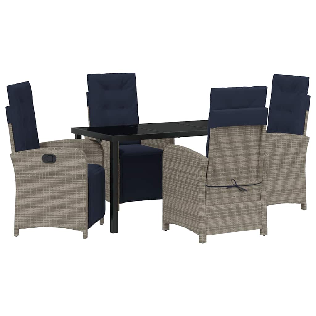 Garten Essgruppe mit Kissen 5 pcs Grau Poly-Rattan