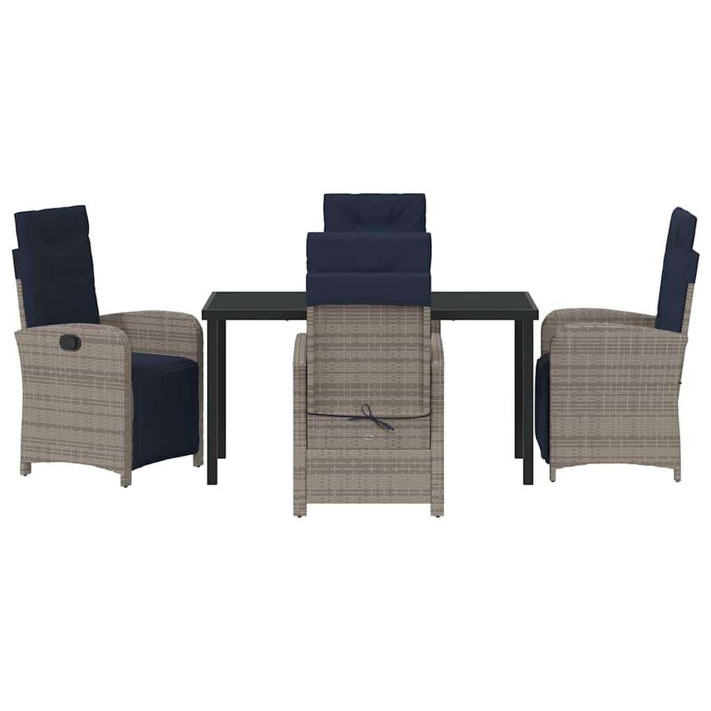 Garten Essgruppe mit Kissen 5 pcs Grau Poly-Rattan