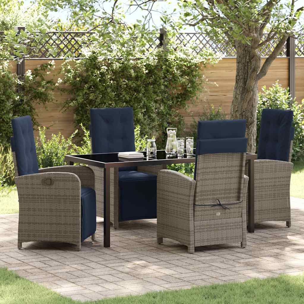 Garten Essgruppe mit Kissen 5 pcs Grau Poly-Rattan