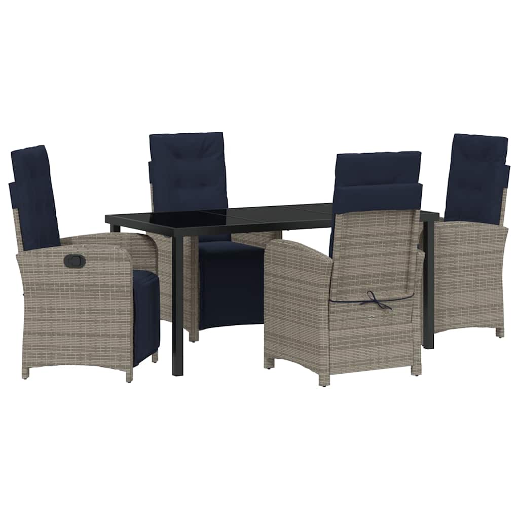 Garten Essgruppe mit Kissen 5 pcs Grau Poly-Rattan