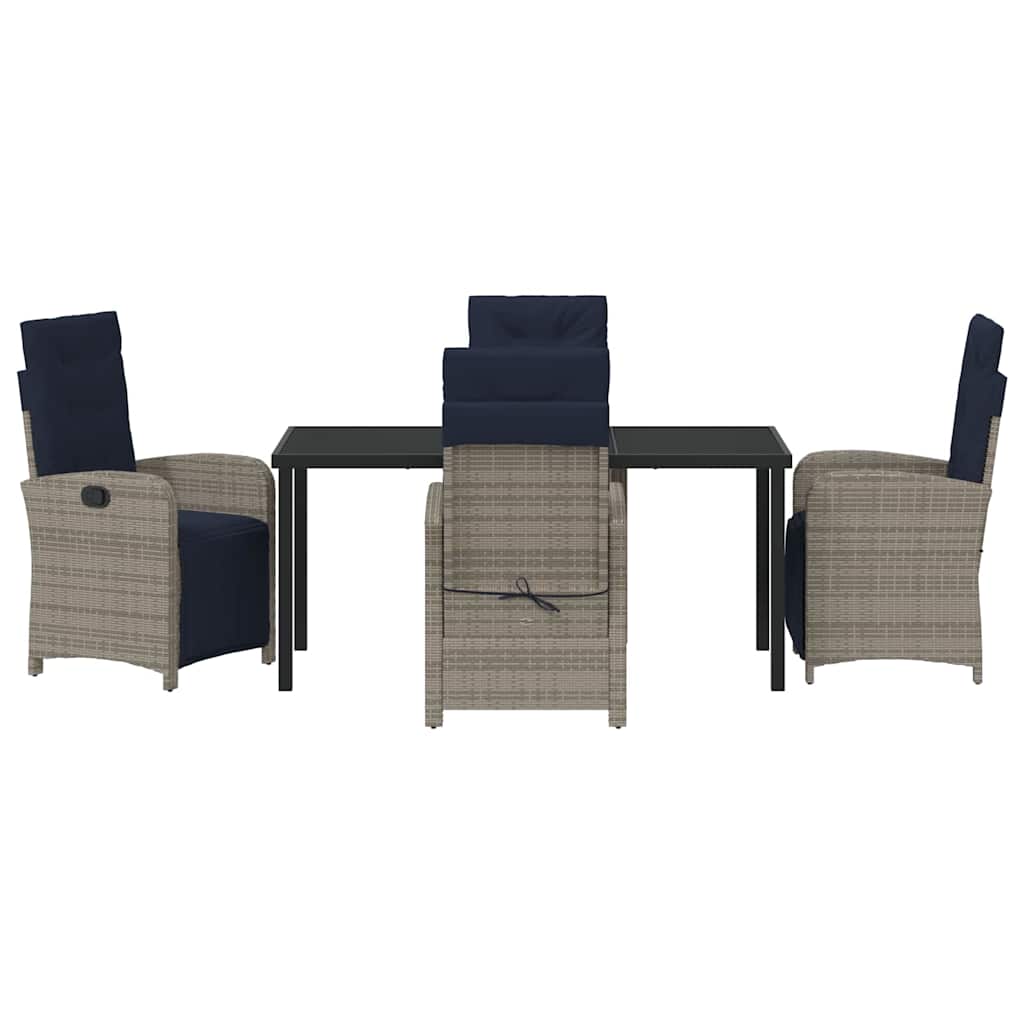 Garten Essgruppe mit Kissen 5 pcs Grau Poly-Rattan