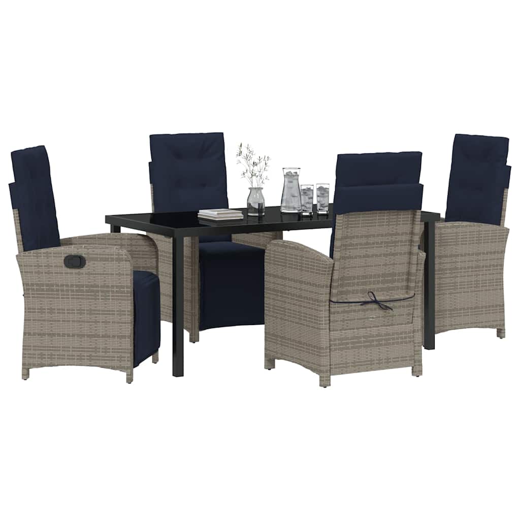 Garten Essgruppe mit Kissen 5 pcs Grau Poly-Rattan