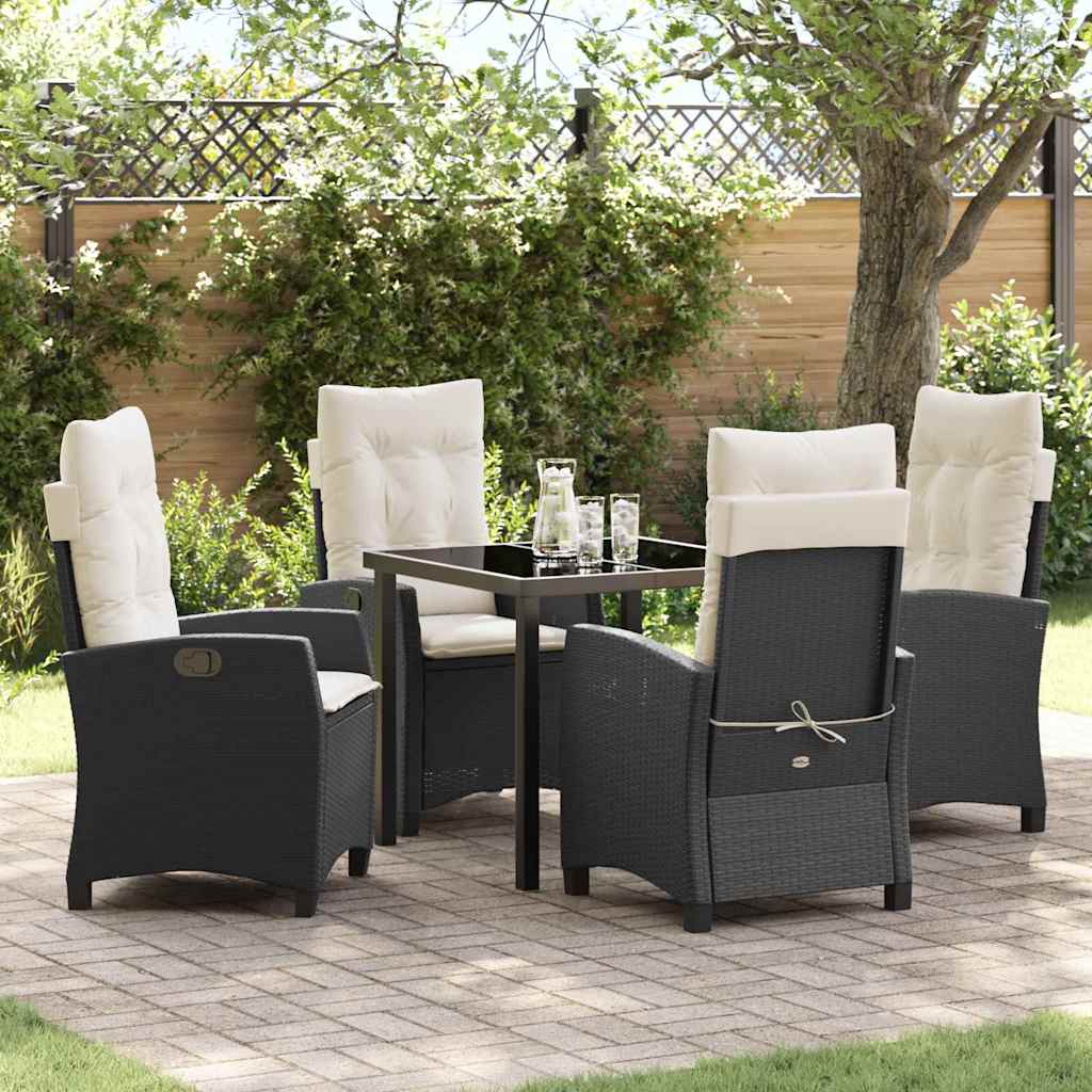 Garten Essgruppe mit Kissen 5 pcs Schwarz Poly-Rattan
