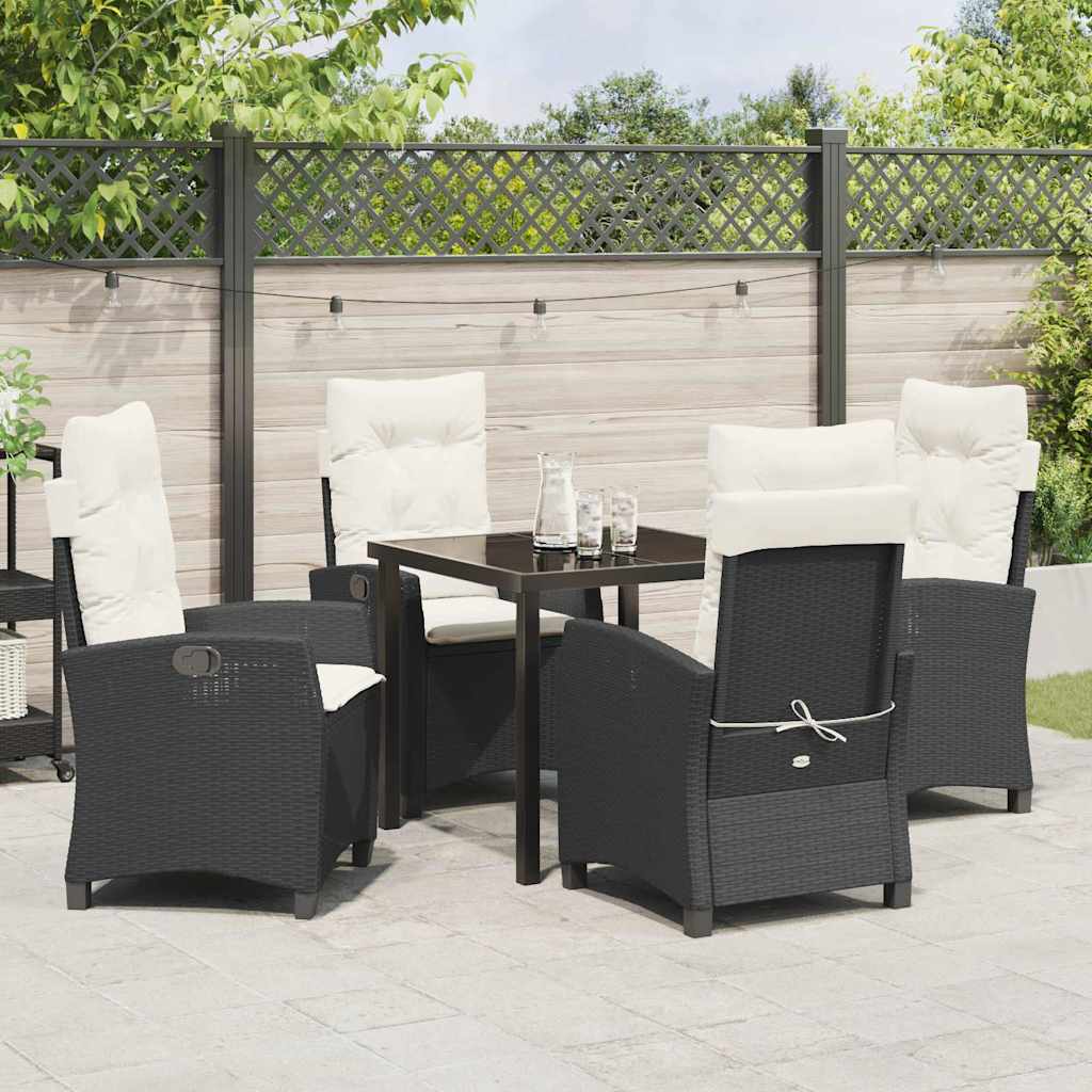 Garten Essgruppe mit Kissen 5 pcs Schwarz Poly-Rattan