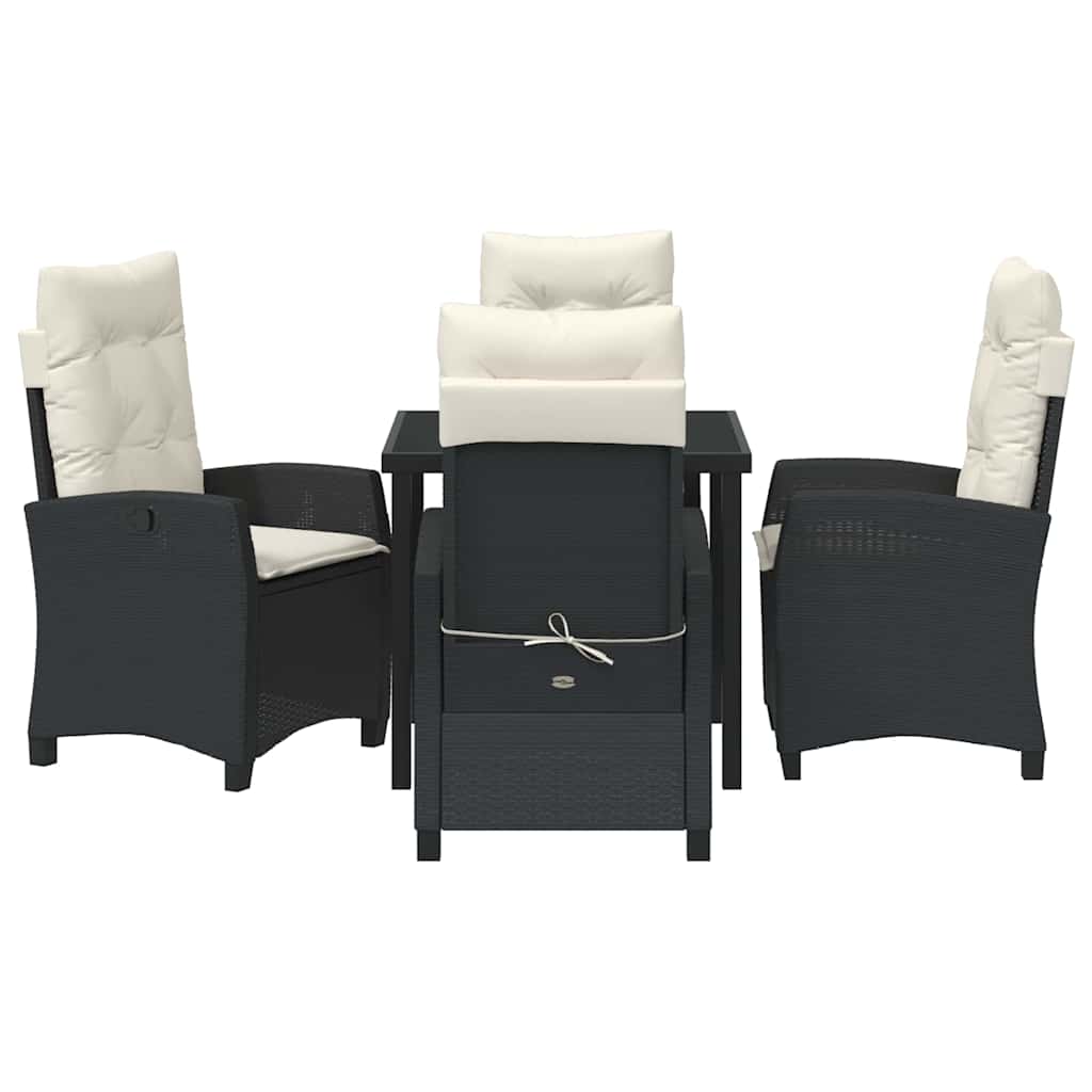 Garten Essgruppe mit Kissen 5 pcs Schwarz Poly-Rattan