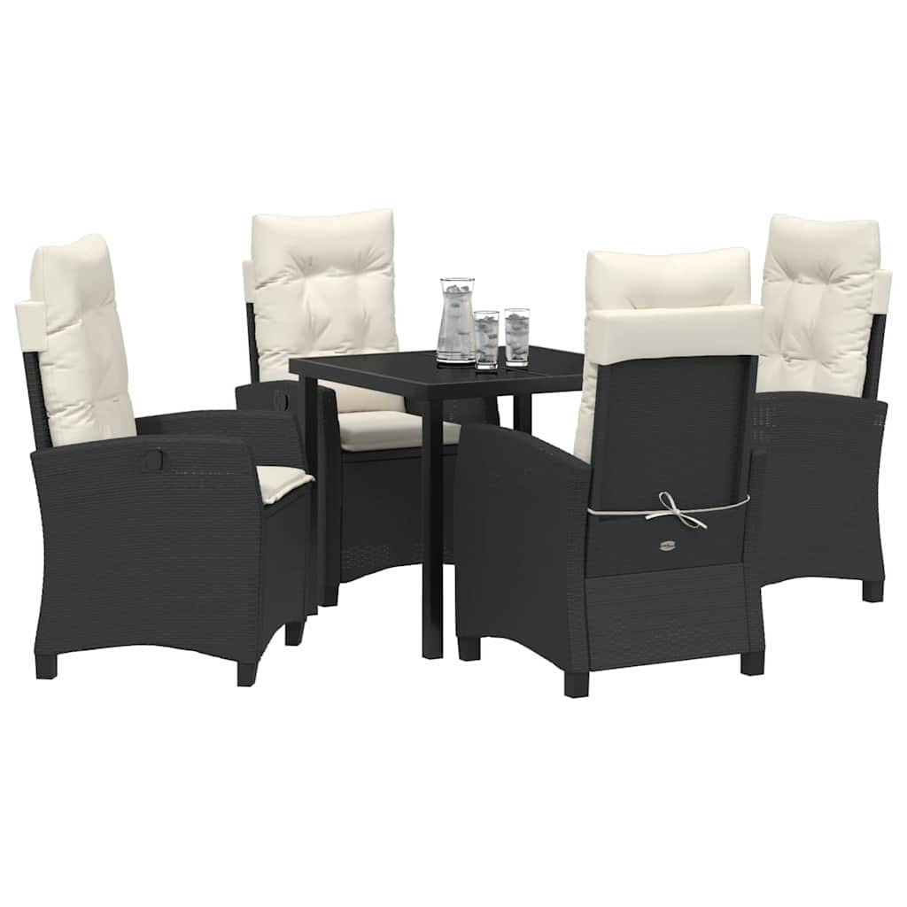 Garten Essgruppe mit Kissen 5 pcs Schwarz Poly-Rattan