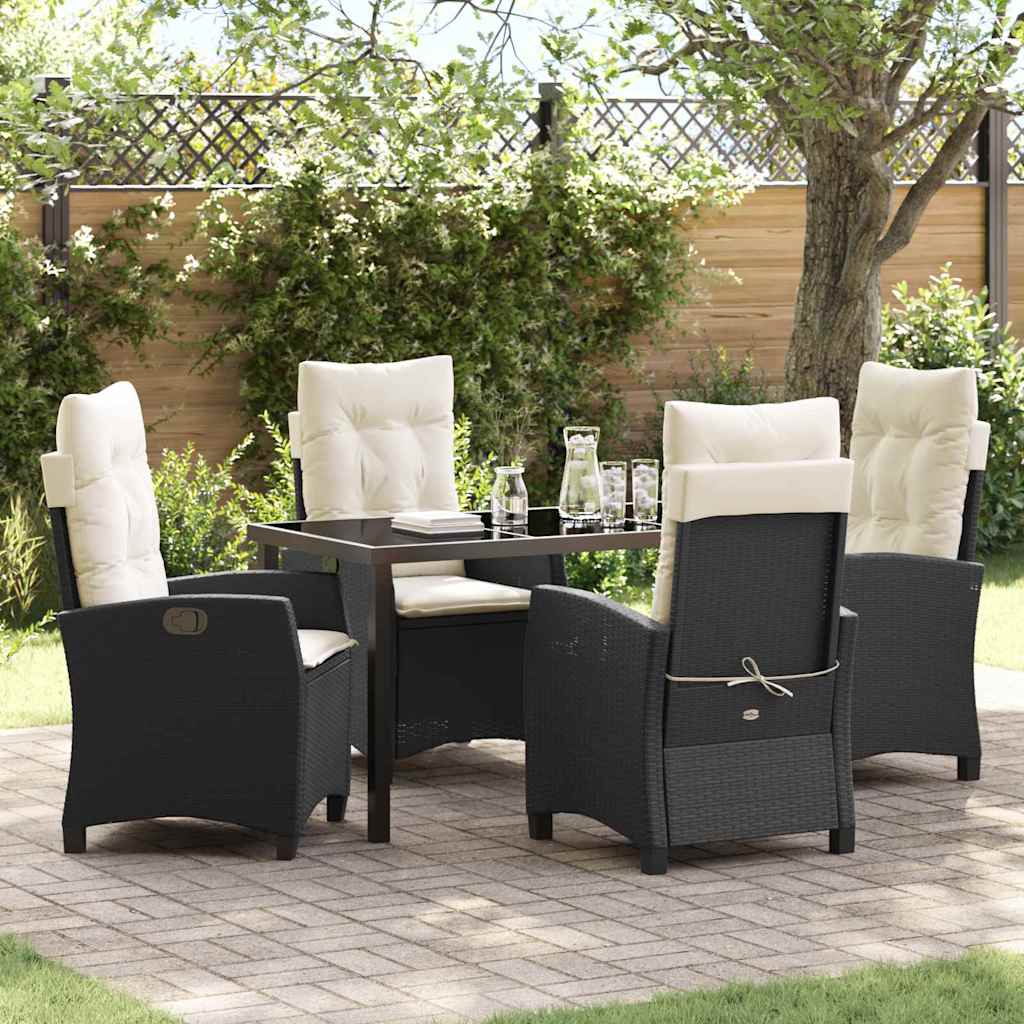 Garten Essgruppe mit Kissen 5 pcs Schwarz Poly-Rattan