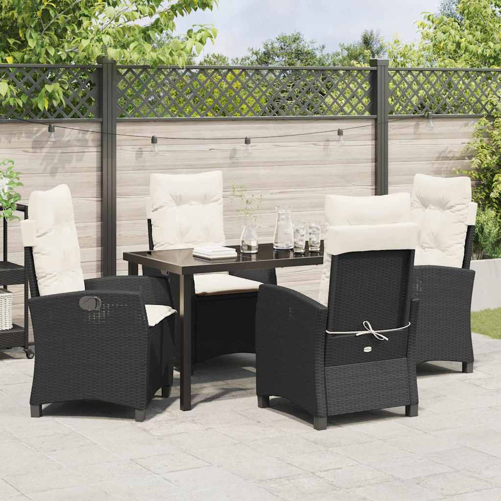 Garten Essgruppe mit Kissen 5 pcs Schwarz Poly-Rattan