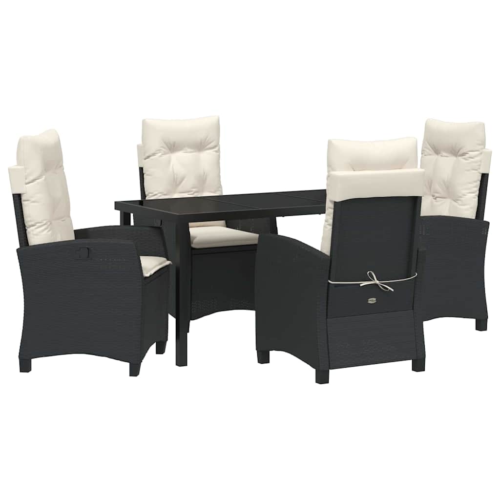 Garten Essgruppe mit Kissen 5 pcs Schwarz Poly-Rattan