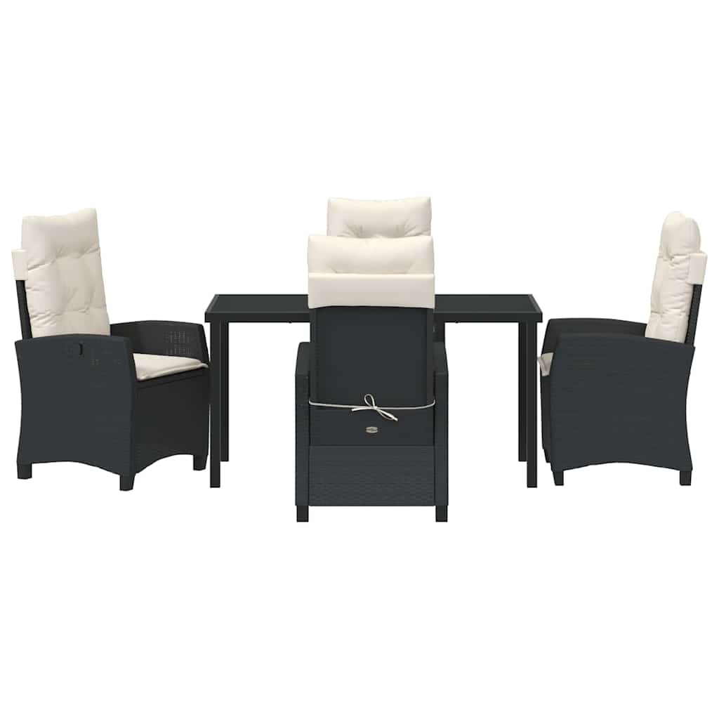 Garten Essgruppe mit Kissen 5 pcs Schwarz Poly-Rattan