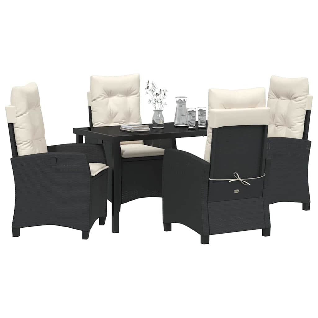 Garten Essgruppe mit Kissen 5 pcs Schwarz Poly-Rattan