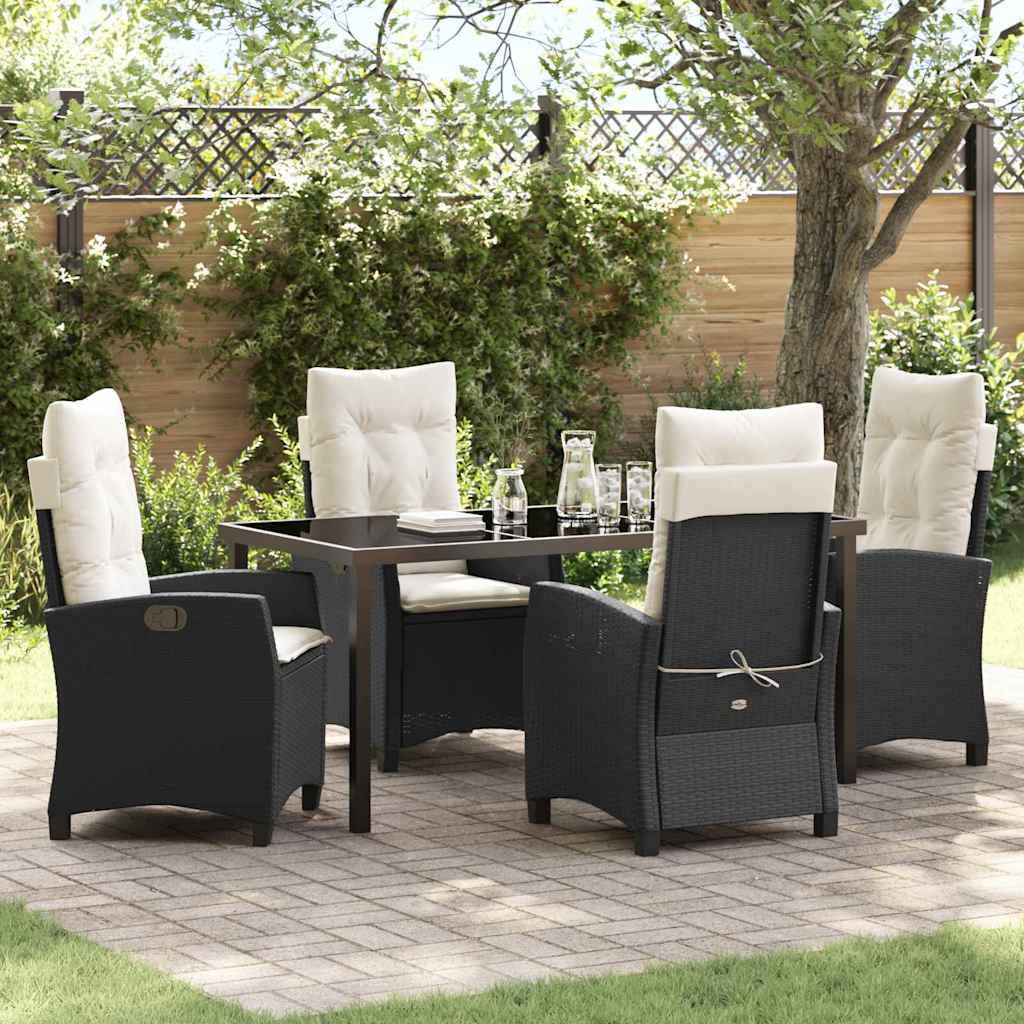 Garten Essgruppe mit Kissen 5 pcs Schwarz Poly-Rattan