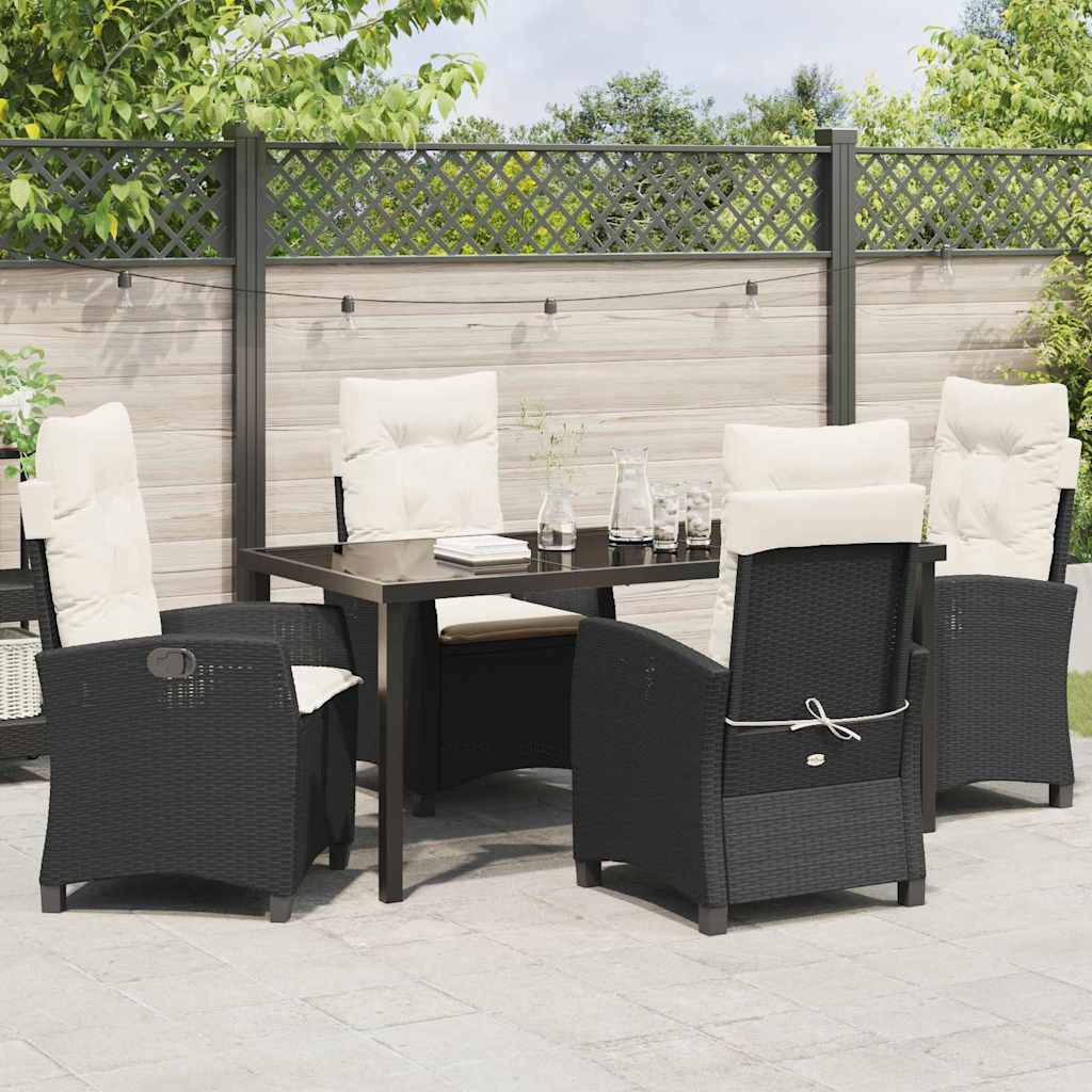 Garten Essgruppe mit Kissen 5 pcs Schwarz Poly-Rattan