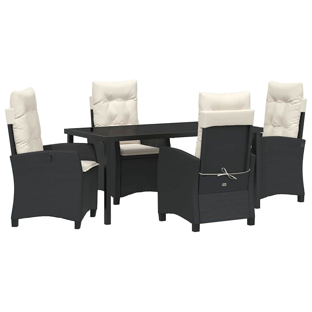 Garten Essgruppe mit Kissen 5 pcs Schwarz Poly-Rattan