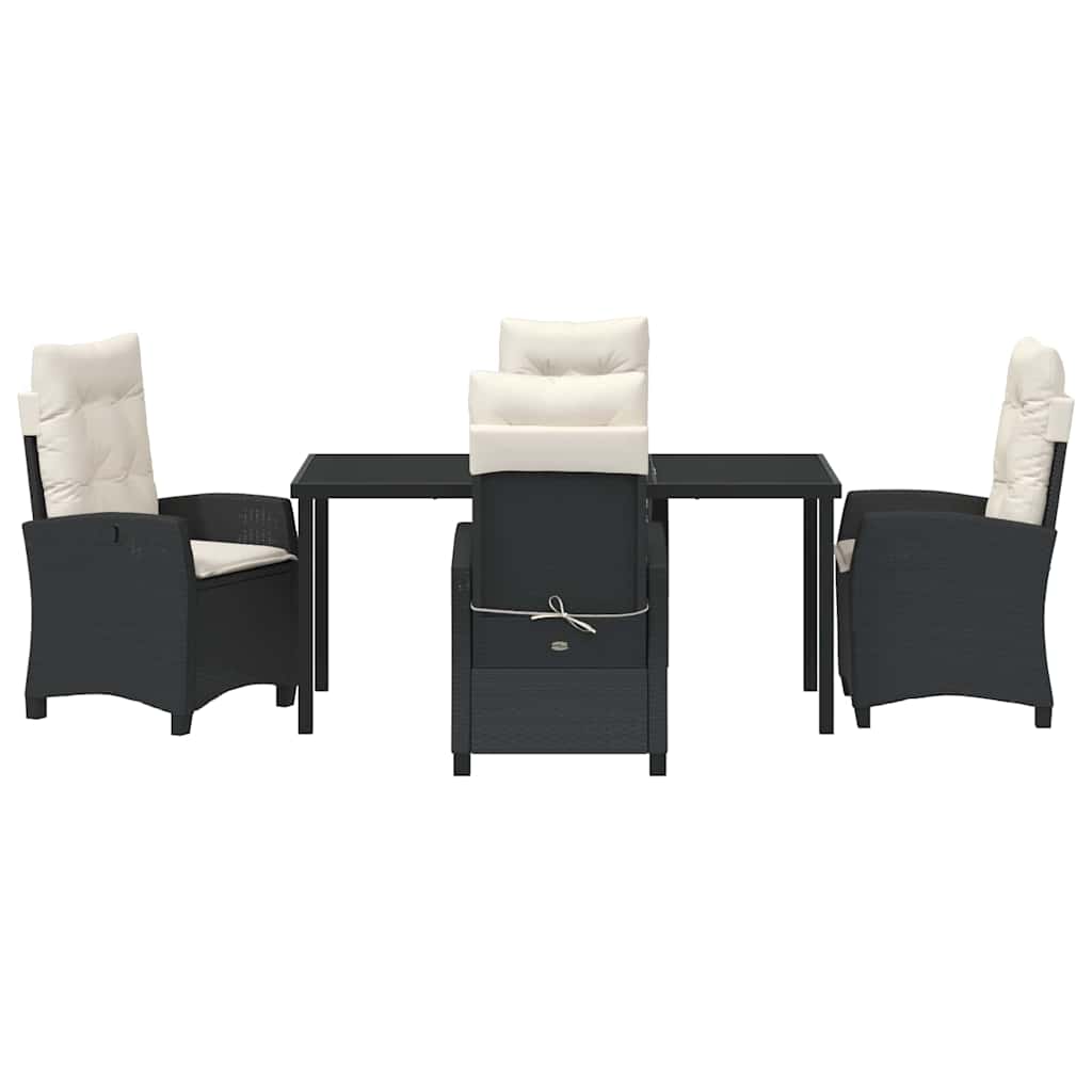 Garten Essgruppe mit Kissen 5 pcs Schwarz Poly-Rattan