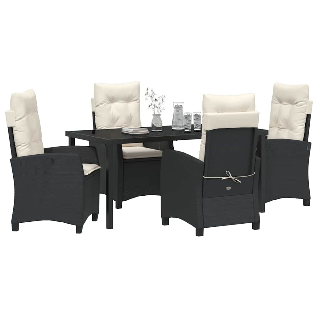 Garten Essgruppe mit Kissen 5 pcs Schwarz Poly-Rattan
