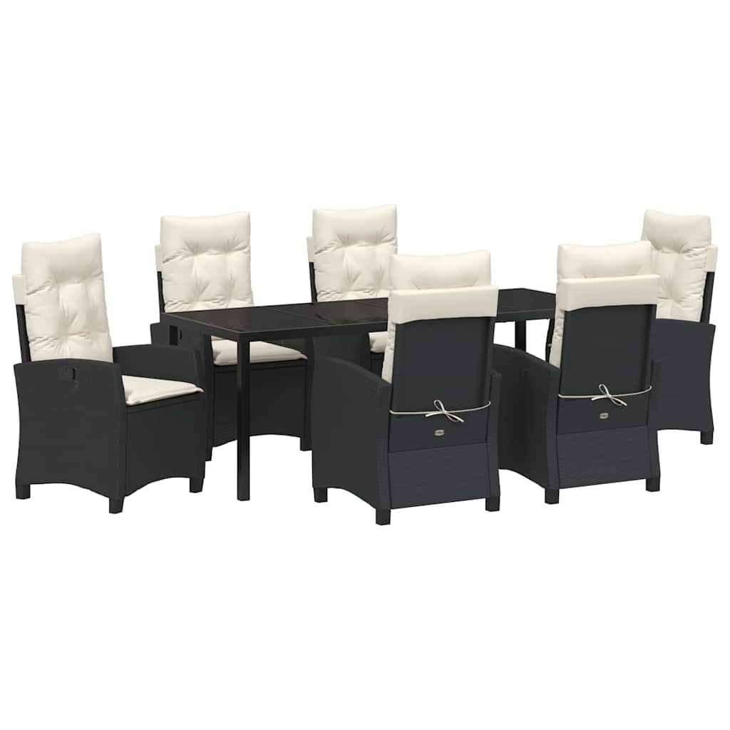 Garten Essgruppe mit Kissen 7 pcs Schwarz Poly-Rattan