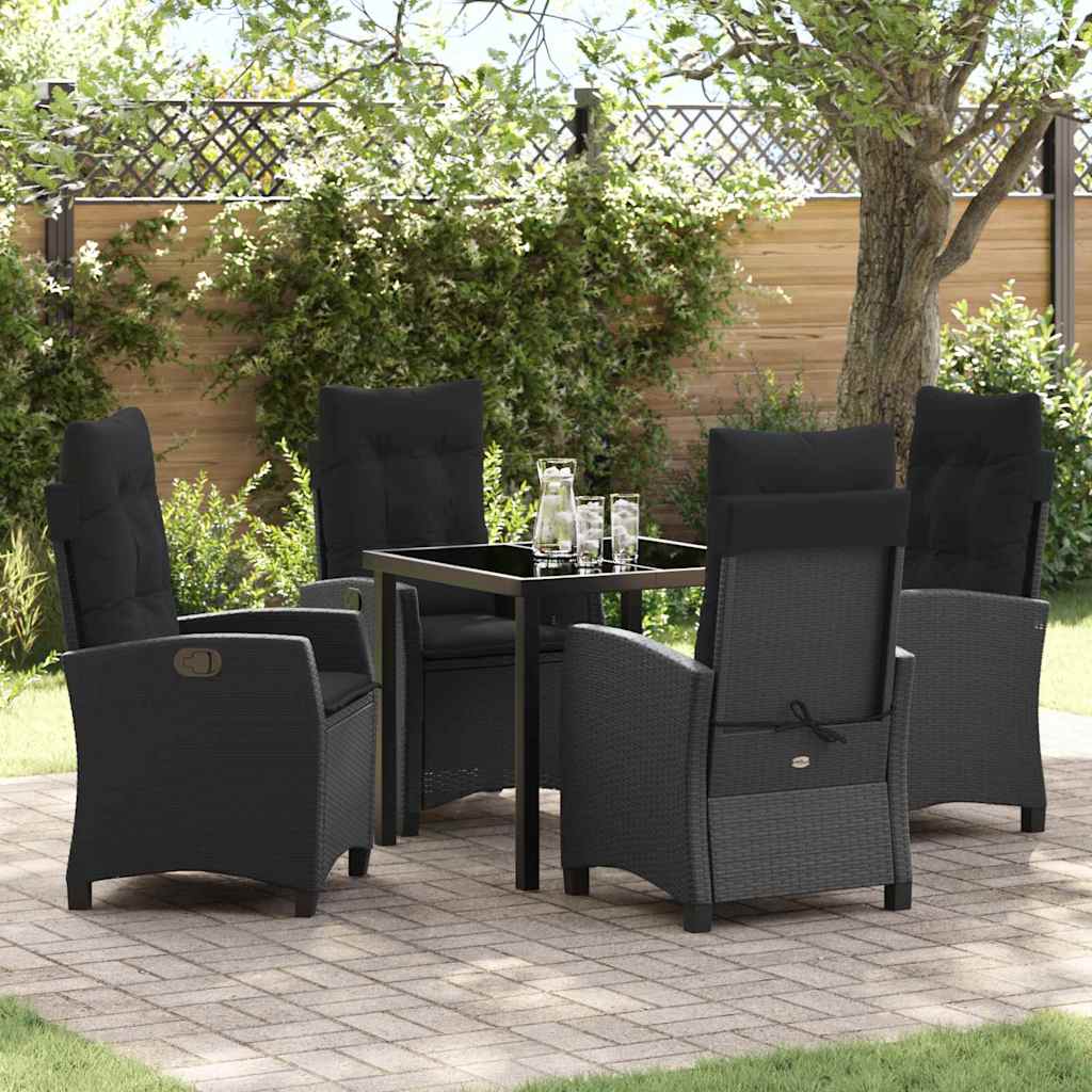 Garten Essgruppe mit Kissen 5 pcs Schwarz Poly-Rattan