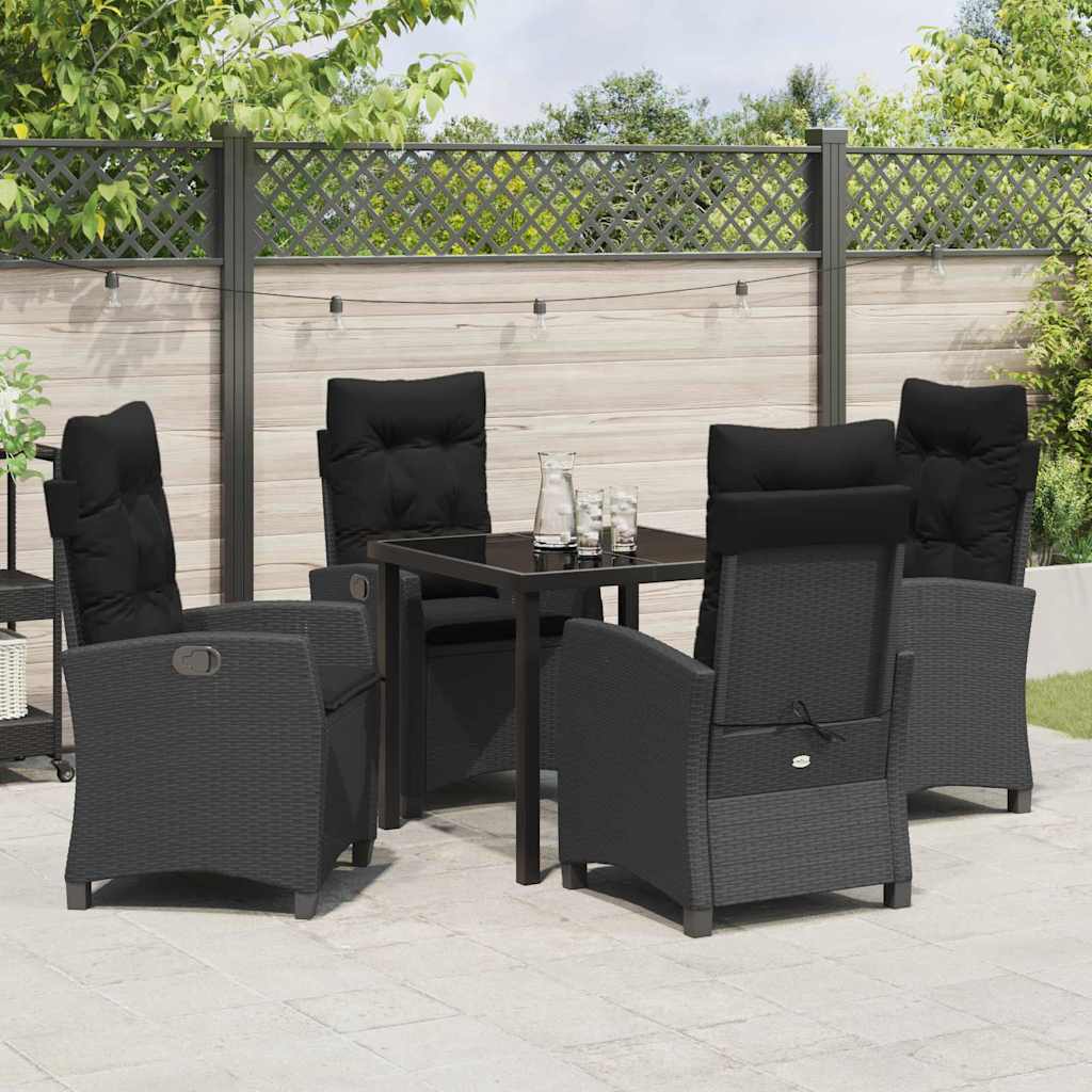 Garten Essgruppe mit Kissen 5 pcs Schwarz Poly-Rattan
